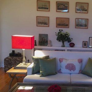 Lovely Lucite Lamp with Stunning Red Shade
